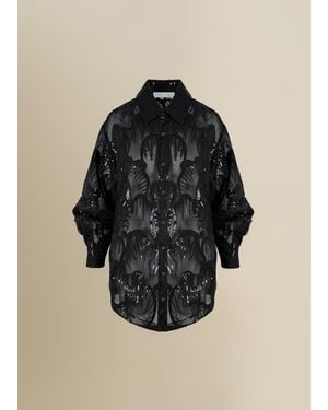 Contessa Mills Wicca Sheer Oversized Embroidered Tulle Dress - Black