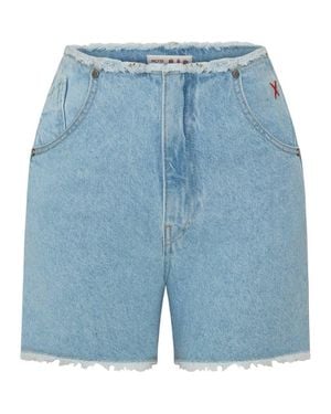 Pcfg Cotton High Waist Denim Shorts - Blue