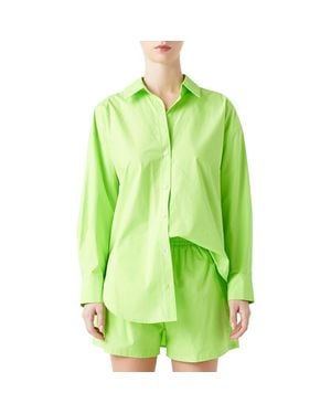 Grey Lab Oversize Cotton Button-Up Shirt - Green