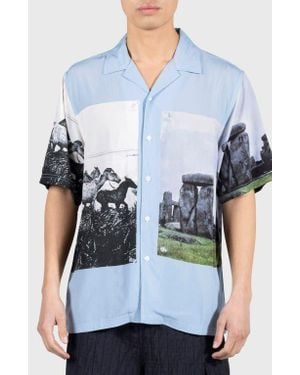 Pleasures Stone Horse Camp Shirt - Blue