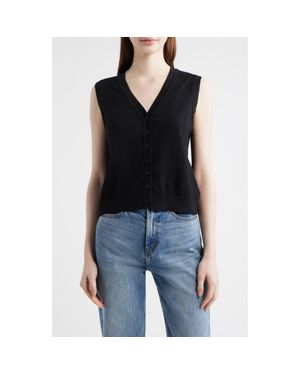 Mavi Button Front Cotton Sweater Vest - Black