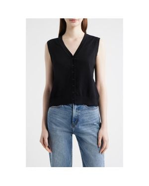Mavi Button Front Cotton Sweater Vest - Black