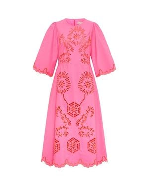 Maison Common Embroidered Poplin Dress - Pink