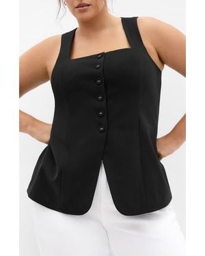 City Chic Jaz Peplum Vest - Black