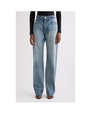 Alaïa Distressed Straight Leg Jeans - Blue