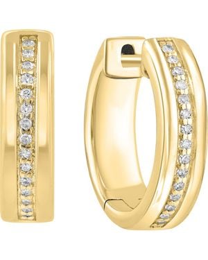 Effy 925 Plated Pavé Diamond Huggie Hoop Earrings - Metallic