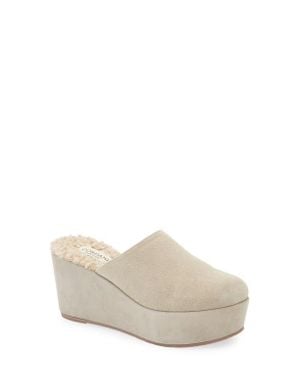 Cordani Jules Faux Fur Lined Platform Mule - White