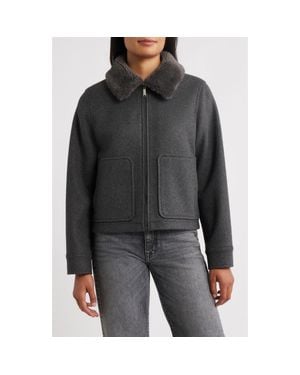 Sam Edelman Faux Fur Collar Zip-Up Jacket - Black