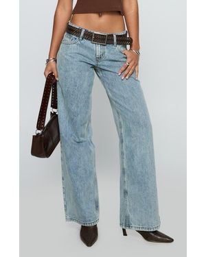 Princess Polly Ellanor Slouchy Low Rise Wide Leg Jeans - Blue