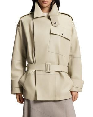 BOSS Satila Short Leather Trench Coat - Natural