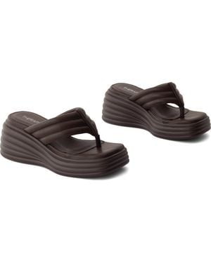 Therapy Australia Flames Square Toe Wide Wedge Sandal - Brown