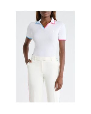 G/FORE Tipped Rib Cotton Blend Polo - White