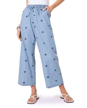 Friends Like These Embroidery Chambray Culottes - Blue