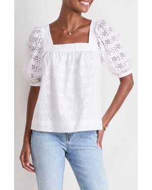 Vineyard Vines Puff Sleeve Cotton Eyelet Top - White