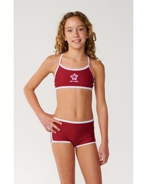 Rip Curl Kids' Retro Pipe Two-Piece Swimsuit - Red
