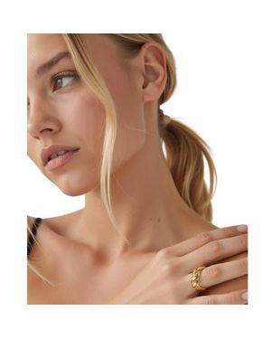 Akalia Waterproof 18K-Plated Croissant Ring - Brown