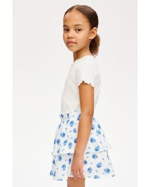 H&M Tiered Crinkled Skirt - White