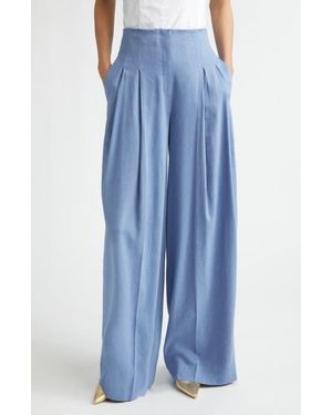 Lela Rose High Waist Wide Leg Pants - Blue