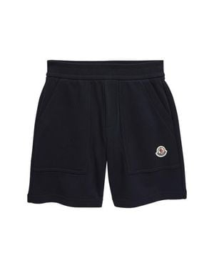 Moncler Kids' Logo Cotton Shorts - Blue