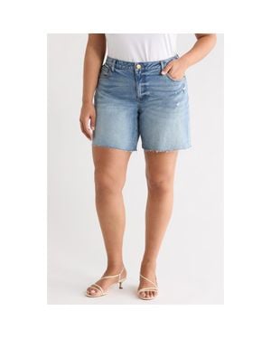 Kut From The Kloth Hailey High Waist Raw Hem Denim Bermuda Shorts - Blue