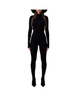 Naked Wardrobe Long Sleeve Closed Toe Jumpsuit - Black