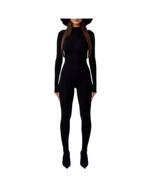 Naked Wardrobe Long Sleeve Closed Toe Jumpsuit - Black