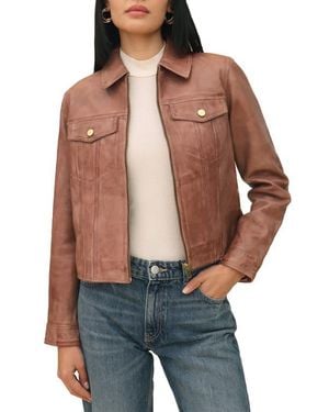 Bagatelle Leather Trucker Jacket - Brown