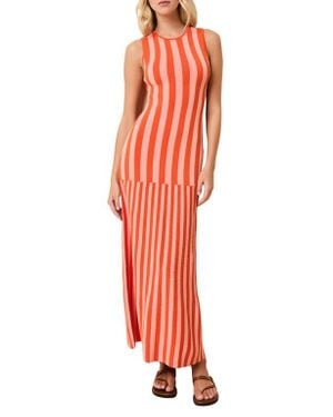 Solid & Striped The Lucerne Mixed Stripe Knit Dress - Red