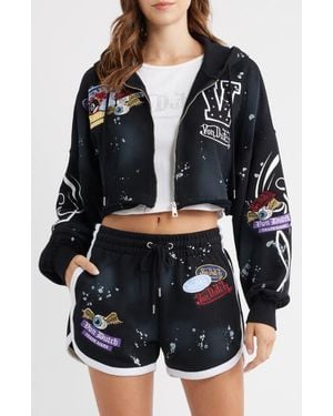 Von Dutch Full Zip Cropped Hoodie - Black