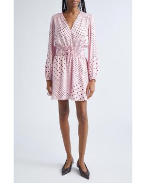 10 Crosby Derek Lam Calanthe Print Long Sleeve Satin Dress - Red