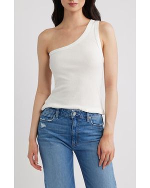 a.ren Eve Cotton Rib One-Shoulder Tank - Black