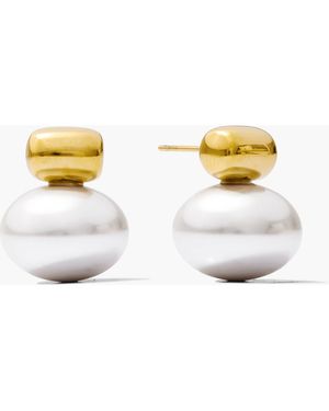 Joey Baby Big Freshwater Pearl Earrings - Metallic