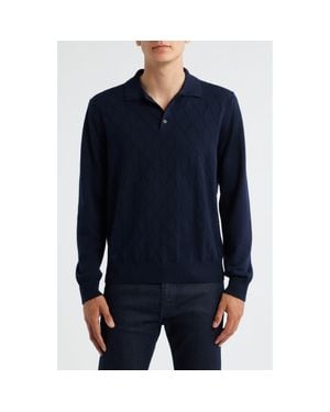 Canali Wool Polo Sweater - Blue