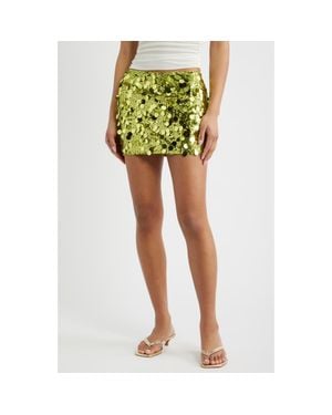Princess Polly Riego Sequin & Paillette Low Rise Miniskirt - Green