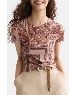Scotch & Soda Slim Fit Printed Mesh T-Shirt - Red