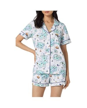 Bedhead Print Stretch Organic Cotton Short Pajamas - Blue