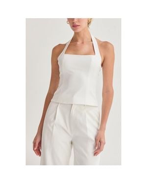 Crescent Tailored Halter Top - White