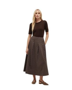 Hobbs Antonella A-Line Midi Skirt - Brown