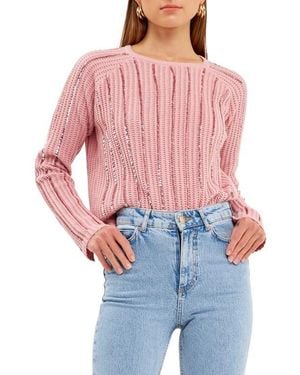 Endless Rose Sequin Detail Sweater - Red