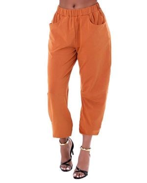 DAI MODA Crop Barrel Leg Pants - Orange
