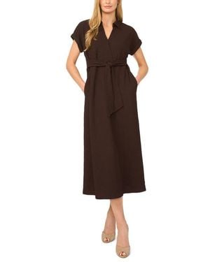 Halogen® Tie Belt Textured Midi Dress - Black