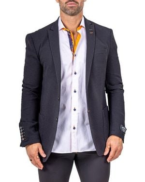 Maceoo Unconstructed Marthyr014 Seersucker Peak Lapel Blazer - Blue