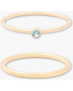 Cuffed By Nano March Birthstone 14K Filled Dainty Ring Stacking Set - Natural