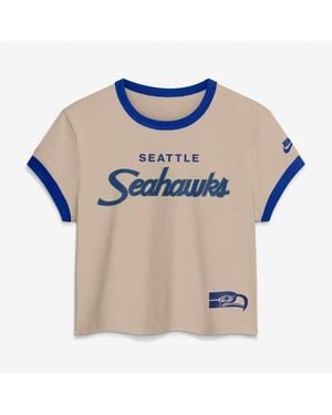 Nike Seattle Seahawks Rewind Ringer Mod Cropped T-Shirt - Blue