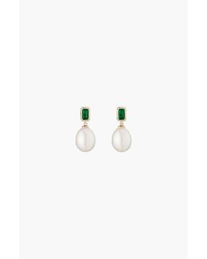 AUrate New York Lab Grown Emerald Heirloom Pearl Drop Earrings - Multicolor
