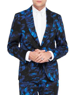Twisted Tailor Heron Slim Fit Floral Suit Jacket - Blue