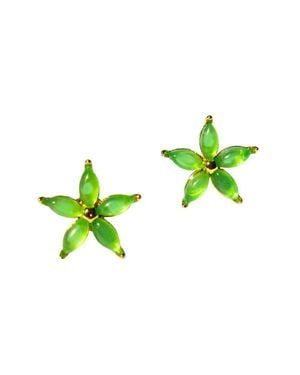 seree Flora Jade Stud Earrings - Green