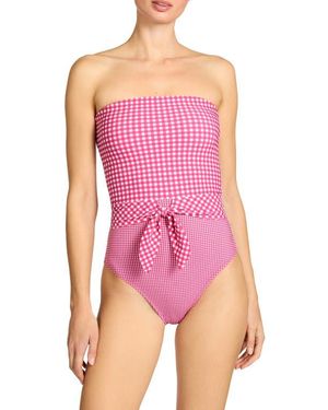 Robin Piccone Brigitte Strapless Tie Waist One-Piece Swimsuit - Pink