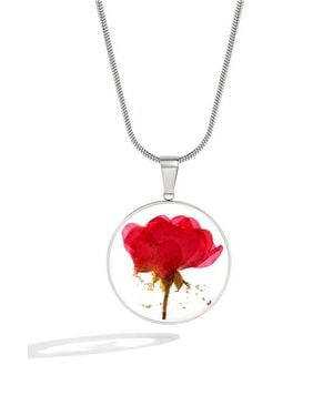 Mint & Lily Pressed Birth Flower Necklace - Red