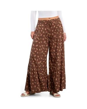 Billy T Drawstring Waist Tiered Pants - Brown